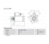 BOSCH Motorino Avviamento Starter 1,7 kW per Suzuki Vitara Samurai 12V