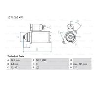BOSCH Motorino Avviamento Starter 2kW per Audi A4 Avant A6 Exeo ST 0 986 021 220