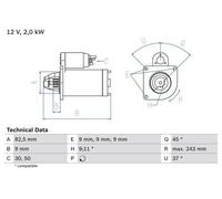 BOSCH Motorino d'avviamento 12V 0 986 017 790