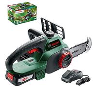 Bosch Motosega a batteria UniversalChain 18 | batteria, caricabatteria, sistema SDS, lunghezza barra: 200 mm, sistema da 18 Volt, 2,5 Ah