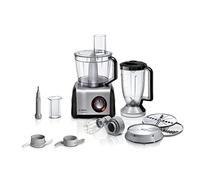 Bosch MultiTalent 8 MC812M814 - Macchina da cucina compatta multiuso XXL da 3,9 l, frullatore da 1,5 l, coltello universale, frusta, taglio e raspa (fine/grossa), 1250 Watt, nero/acciaio INOX