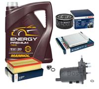 Bosch Pacchetto di Ispezione 5 L mannol Energy Premium 5W-30 per Nissan Ruota