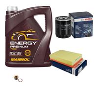 BOSCH Pacchetto di ispezione 5L MANNOL Energy Premium 5W-30 per Audi Cabriolet