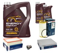 Bosch Pacchetto di Ispezione 7 L MANNOL Energy Premium 5W-30 per Per VW Golf VII