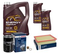Bosch Pacchetto di Ispezione 7. L MANNOL Energy Premium 5W-30 per VW Golf III