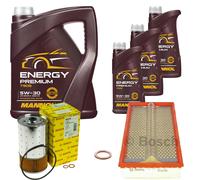 Bosch Pacchetto di Ispezione 8 L mannol Energy Premium 5W-30 per Daewoo Musso