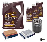 Bosch Pacchetto di Ispezione 8 L mannol Energy Premium 5W-30 per Jaguar TIPO-S