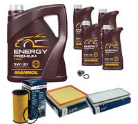 Bosch Pacchetto di Ispezione 9 L mannol Energy Premium 5W-30 per Opel Box