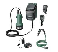 Bosch Pompa sommersa a batteria GardenPump 18 (1x batteria, sistema da 18 Volt, confezione in cartone) Verde Classico