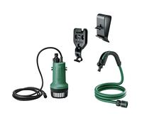 Bosch Pompa sommersa a batteria GardenPump 18V-2000, kit di prolunga (con attacchi a parete e al serbatoio e tubo flessibile da giardino da 2,5 m, confezione in cartone) Verde Acqua