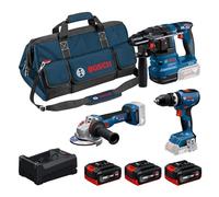 Bosch PRO 18V System Combo Kit: GSB 18V-65, GBH 18V-22, GWS 18V-11, 3 batterie GBA 5.0Ah, GAL 12V/18V-80, M-BAG