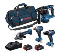 Bosch PRO 18V System Combo Kit: GSR 18V-65 + GDX 18V-285 + GWS 18V-8 + GBH 18V-22