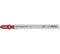 Bosch PRO Plastics PP Clean T102D - 2 lame per seghetto alternativo (per plastica, plastica, plastica, lunghezza 100 mm, accessorio professionale)