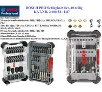 Bosch Pro Impact - Set di 40 punte per avvitatore e trapano per legno, 40 pezzi (per legno tenero, legno duro, 200 x 107 mm, accessori professionali, cacciavite)