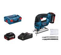 Bosch Professional 06015A5107 Seghetto Alternativo Gst 18V-Li S, 2 Batterie da 4 Ah, Profondità di Taglio Legno 120 mm, in Valigetta L-Boxx, 18 V, Versione ad Asta