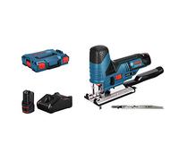Bosch Professional 12V System Seghetto altern. a batt. GST 12V-70 (prof.taglio in legno: 70mm, 2 batt. 3.0Ah,caricabatt. GAL 1230 CV,2 lame,prot. antischegge,pattino,kit aspir.,inserto L-BOXX,L-BOXX)