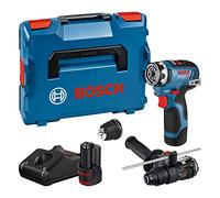 Bosch Professional 12V System Trapano-avvitatore a batt. GSR 12V-35 FC - FlexiClick System (2 batt.GBA 12V 3.0Ah,caricab.rapido GAL 12V-40, 2 acces. FlexiClick, impugn.suppl.,limitatore prof., L-BOXX)