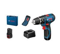 Bosch Professional 12V System Trapano-avvitatore con percussione a batteria GSB 12V-15 (incl. 2 batt. da 2.0Ah, caricabatteria, set di bit da 10 pz., valigetta professionale)