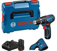 Bosch Professional 12V System Trapano-avvitatore con Percussione a Batteria GSB 12V-15, Include 2 Batterie da 2.0 Ah, Caricabatteria GAL 12V-40, custodia a fondina, in L-BOXX