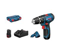 Bosch Professional 12V System Trapano-avvitatore con Percussione a Batteria GSB 12V-15, Include 2 Batterie da 2.0 Ah, Caricabatteria GAL 12V-40, custodia a fondina, in L-BOXX