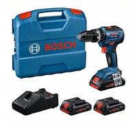 Bosch Professional 18V System GSB 18V-55 Trapano-avvitatore con percussione a batteria (motore brushless, 55 Nm, 1.750 giri/min, incl. 3 batterie ProCORE 4.0Ah, caricabatteria GAL 18V-40, in L-Case)