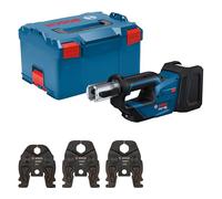 Bosch Professional 18V System Pressatrice a batteria GPT 18V-19 (19 kN di potenza, testa rotante a 360°, incl. ganascia pressatrice M15, M22, M28, L-BOXX)
