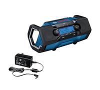 Bosch Professional 18V System Radio da cantiere a batteria GPB 18V-2 SC (ricezione tramite DAB+, Bluetooth, FM e AUX, incl. 1 alimentatore, 1 cavo AUX, 1 batteria a bottone al litio da 3V CR2032)