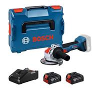 Bosch Professional 18V System Smerigliatrice angolare a batteria con X-LOCK GWX 18V-8 (incl. 2x GBA 18V 4.0Ah, GAL 18V-40, impugnatura supplementare, cuffia di protezione, L-BOXX 136)
