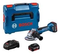 Bosch Professional 18V System Smerigliatrice angolare a batteria GWS 18V-10 P (incl. 2 batt.GBA 18V 5.0Ah, GAL 1880 CV, impugn.suppl.,cuffia di prot.,dado serr.rapido, flangia di montaggio, L-BOXX)