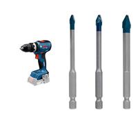 Bosch Professional 18V System Trapano-avvitatore a batteria GSB 18V-65 (motore brushless, lunghezza della testa 175, senza batteria/caricabatteria) + Bosch 3x Set di punte EXPERT HEX-9 Hard Ceramic