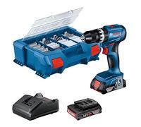 Bosch Professional 18V System Trapano-avvitatore a percussione a batteria GSB 18V-45 (velocità 1.900 giri/min, 2 batterie da 2.0Ah, GAL 18V-2082, set accessori da 82 pz., L-Case Pick & Click)
