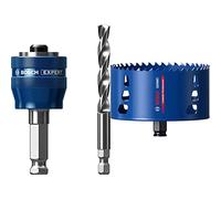 Bosch Professional 1x Adattatori di Seghe a Tazza Expert Power Change Plus (Ø 7,15 mm) + 1x Seghe a Tazza Expert Tough Material (per Legno con Metallo, Ø 127 mm, Accessorio Trapano a Percussione)