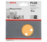 Bosch Professional 2608605071 Bosch 2608605071-Platorelli abrasivi, 125 mm, R:WT K120, 5 Pezzi, Nero