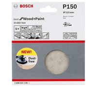 Bosch Professional 2608621143 Foglio Abrasivo M480 Best for Wood and Paint, Legno e Tinta, dimensioni grana P400, Accessorio per Levigatrice Rotoorbitale, Ø 115 mm