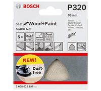 Bosch Professional 2608621196 Triangolo Abrasivo M480 Best for Wood and Paint, Legno e Tinta, Dimensioni Grana P320, Accessorio per Levigatrice a Delta, 5 Pezzi