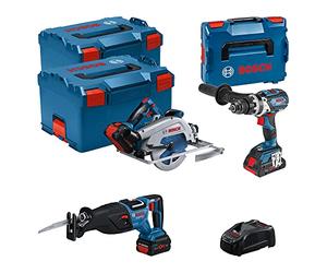 Bosch Professional Combo Kit Gsb 18V-110 C + Gks 18V-68 Gc + Gsa 18V-28 (Incl. 1 Batteria Procore da 4.0 Ah, 2 Batterie Procore da 5.5 Ah, Caricabatteria Gal 1880 Cv)