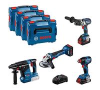 Bosch Professional Combo Kit GSR 18V-110 C + GDX 18V-210 C + GWS 18V-10 + GBH 18V-24 C (incl. 2 batterie ProCORE da 5.5 Ah, 1 batteria ProCORE da 4.0 Ah, caricabatteria GAL 1880 CV, in L-BOXX)