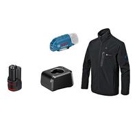 Bosch Professional Giacca riscaldabile GHJ 12+18V XA (in dattatore per ricarica USB GAA 12V-21 + batt. GBA 12V da 2.0Ah + caricabatteria GAL 12V-20) - Taglia L