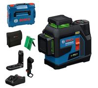 Bosch Professional Livella laser a linee GLL 12V-100-33 CG (3 linee laser verdi a 360°, raggio d'azione 100 m (raggio), Levelling Remote, LB 10, DK 20, GBA 12V 2.0Ah, GAL 12V-40, custodia, L-Boxx)