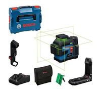 Bosch Professional Livella laser a linee GLL 12V-100-33 CG (3 linee laser verdi a 360°, raggio d'azione 100 m (raggio), Levelling Remote, LB 10, DK 20, GBA 12V 2.0Ah, GAL 12V-40, custodia, L-Boxx)