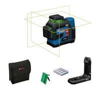 Bosch Professional Livella laser a linee GLL 12V-100-33 CG (3 linee laser verdi a 360°, raggio d'azione di 100 m (raggio), Levelling Remote, IP 65, LB 10, 4xLR6 da 1,5 V (AA), adattatore, custodia)