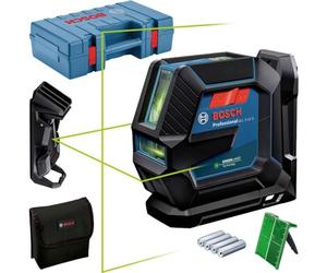 Bosch Professional Livella Laser GLL 2-15 G,laser verde, da interno, supporto LB 10, morsetto per soffitto, raggio d'azione visibile fino a 15 m, 4x batterie AA, valigetta