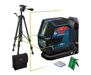 Bosch Professional Livella Laser GLL 2-15 G,laser verde, da interno, supporto LB 10, treppiedi BT 150, raggio d'azione visibile fino a 15 m, 4x batterie AA, confezione in cartone