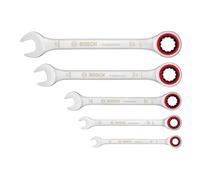 Bosch Professional Set chiavi a cricchetto (5 pezzi, dimensioni standard 8mm-19mm, acciaio al cromo-vanadio, in borsa di tela pieghevole)