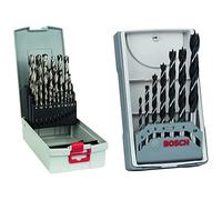 Bosch Professional Set da 25 Pezzi di punte per metallo HSS-G ProBox, rettificate & Professional Set da 7 Pezzi di punte elicoidali per legno Robust Line, per legno, accessorio per trapano avvitatore