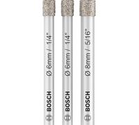 Bosch Professional Set di 3 punte diamantate Expert for Ceramic (per Piastrelle dure, Pietra dura, Pietra morbida, Ø 6/6/8 mm, Accessori Trapano)