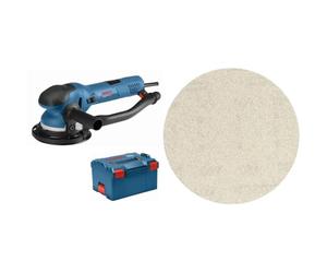 Bosch Professional Smerigliatrice orbitale GET 75-150 (in L-BOXX) + 5x Abrasivi a Rete Expert M480 per Legno Duro, Vernice su Legno, Ø 150 mm, Grana 80, Accessorio Levigatrice Rotoorbitale