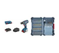 Bosch Professional Trapano-avvitatore a batteria GSR 18V-28 (incl. 2 batterie, caricabatteria, L-Case) + Set da 40 Pezzi di Punte e Bit