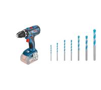 Bosch Professional Trapano-Avvitatore a Batteria, senza Batteria, Confezione in Cartone, Mandrino in Metallo Integrale + 7x Set di Punte Expert CYL-9 MultiConstruction per Calcestruzzo, Ø 4-12 mm