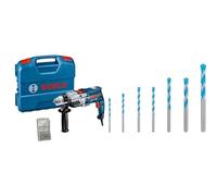 Bosch Professional Trapano con Percussione GSB 20-2, con Set di Accessori, in Valigetta L-Case + 7x Set di Punte Expert CYL-9 MultiConstruction per Calcestruzzo, Ø 4-12 mm, Accessorio